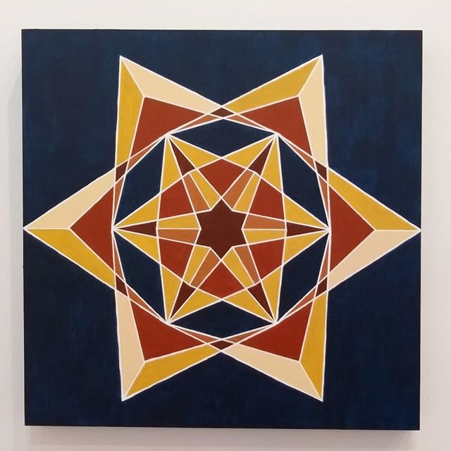 CRAFTING BREAK-DAWN : : 61801 [ 18&quot;x18&quot; acrylic on panel] Commissioned by a fellow crafter, this zip code mandala pulls from the patron's practice of quilting, colors from their home, and a pursuit of direction and Light. .
.
.
#painting #g