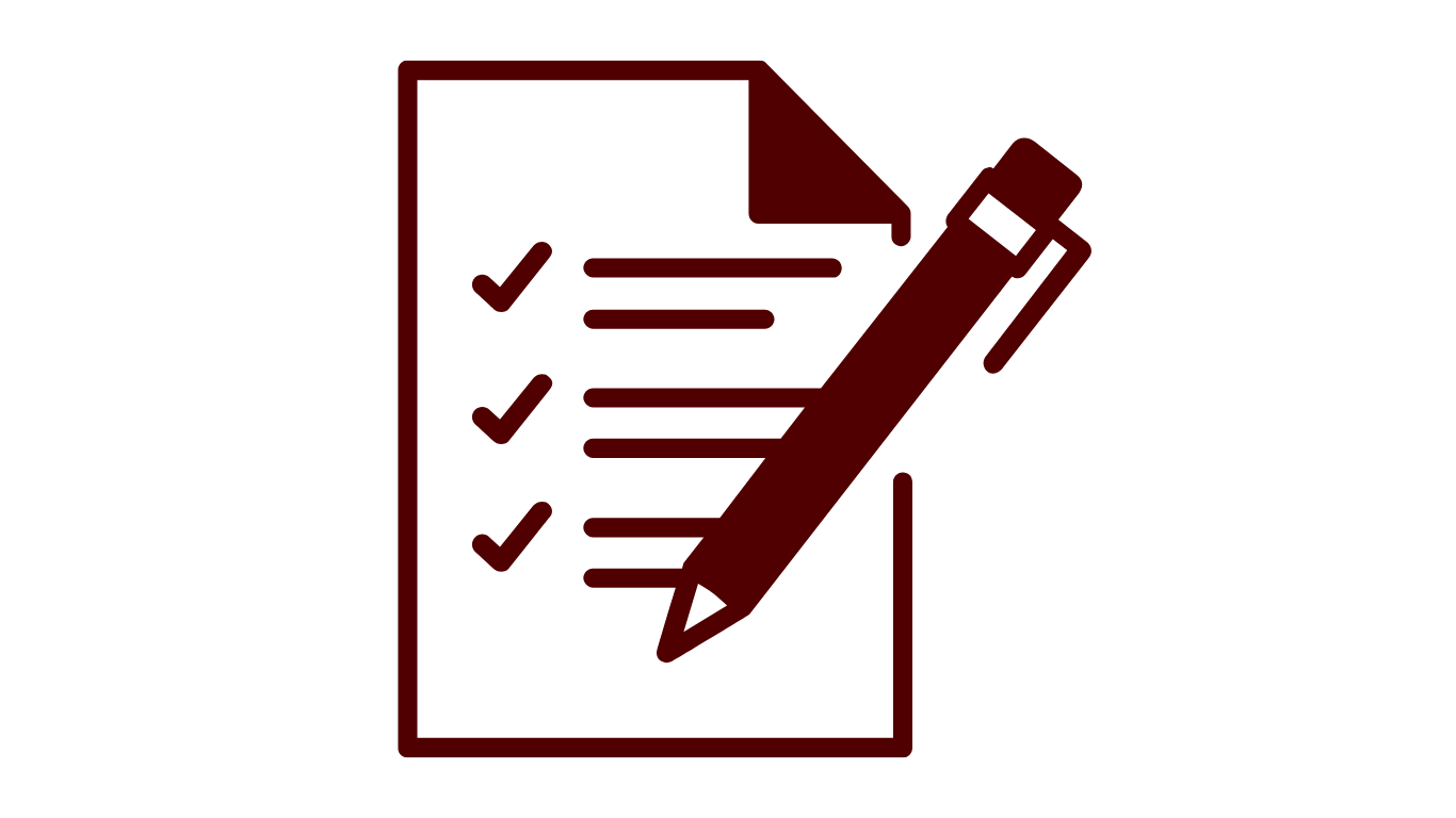Icon of a checklist with three checkmarks and a pen.