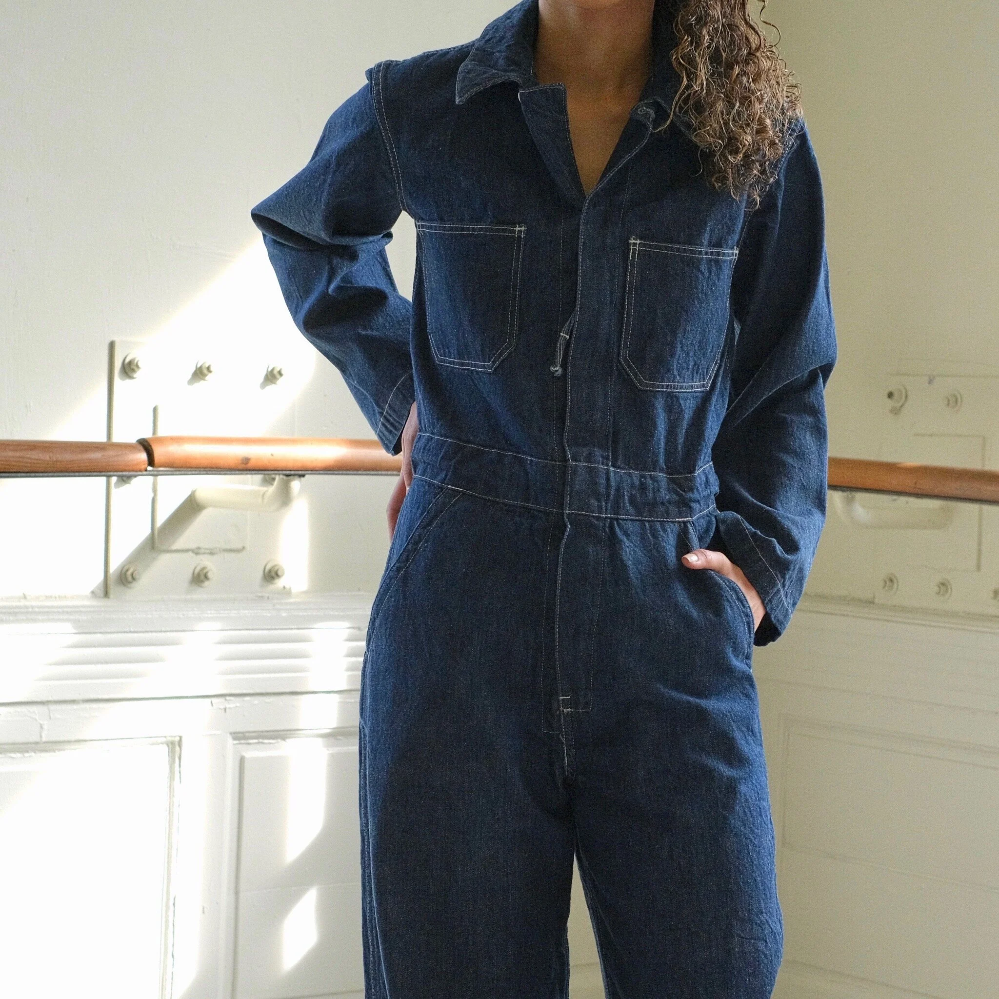 denim zip jumpsuit