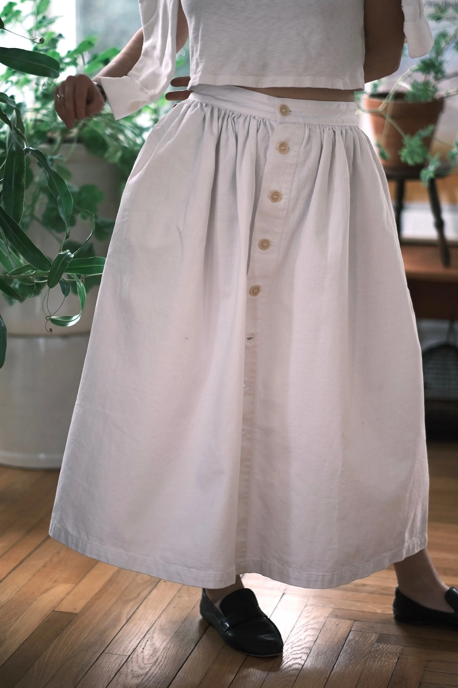 Floret Skirt White Denim
