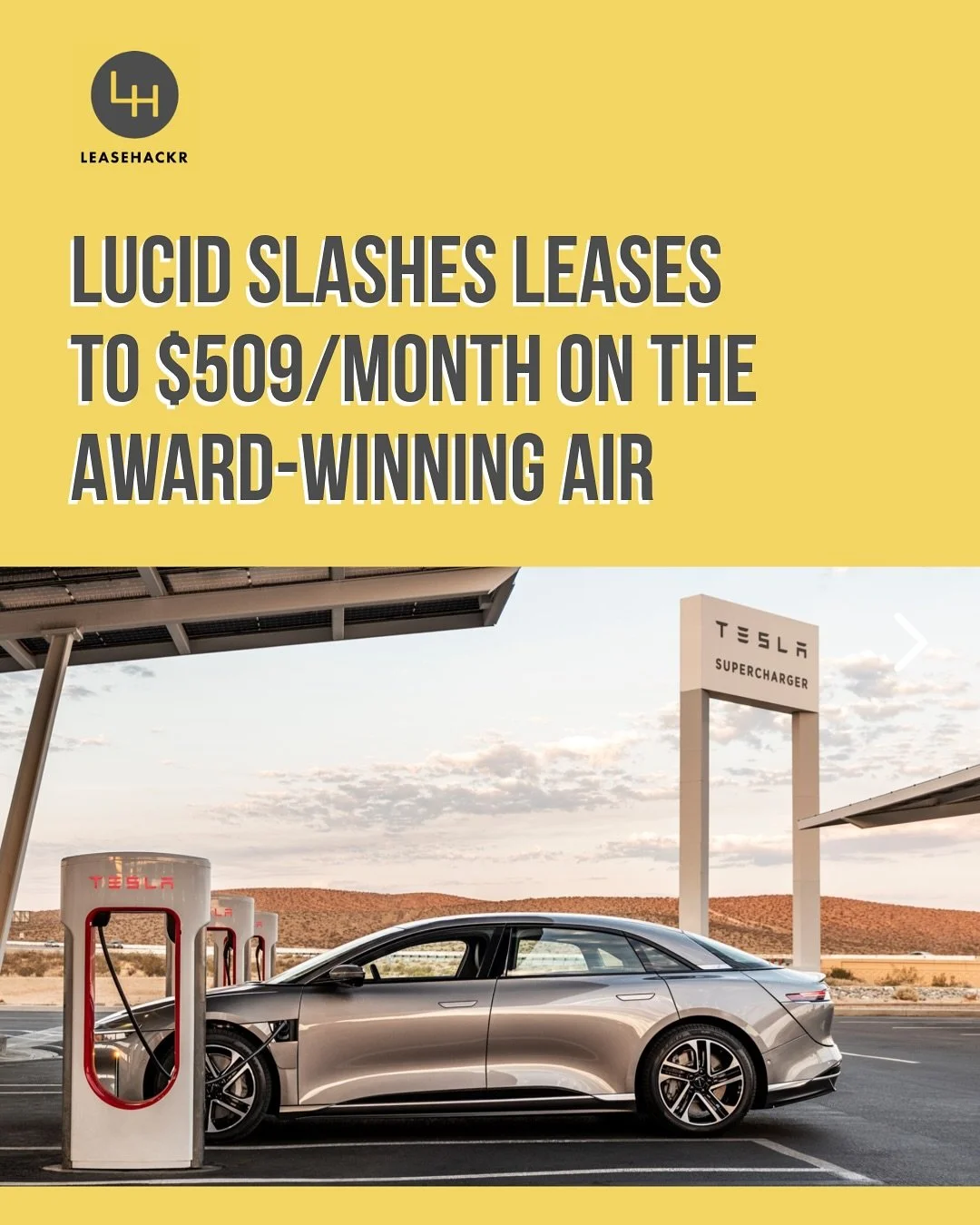 Big mid-month improvement on Lucid Air lease!

You can now lease a Lucid Air Pure (430 horsepower and 420 miles of range) from $509 per month after a $2,360 down payment. 

This is a 36-month lease with 10,000 miles per year, on approved credit. Addi