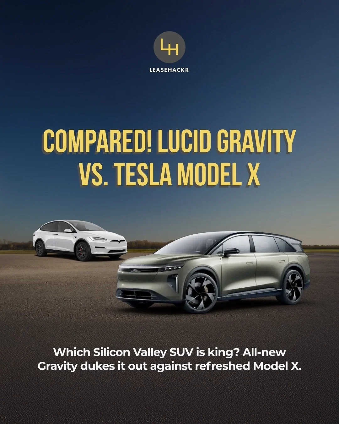 Lucid&rsquo;s all-new Gravity is here &mdash; and it&rsquo;s taking direct aim at the refreshed 2026 Model X. Which Silicon Valley SUV comes out on top?

Range: Gravity up to 450 miles vs. Model X up to 352 miles

Charging: Gravity adds 200 miles in 