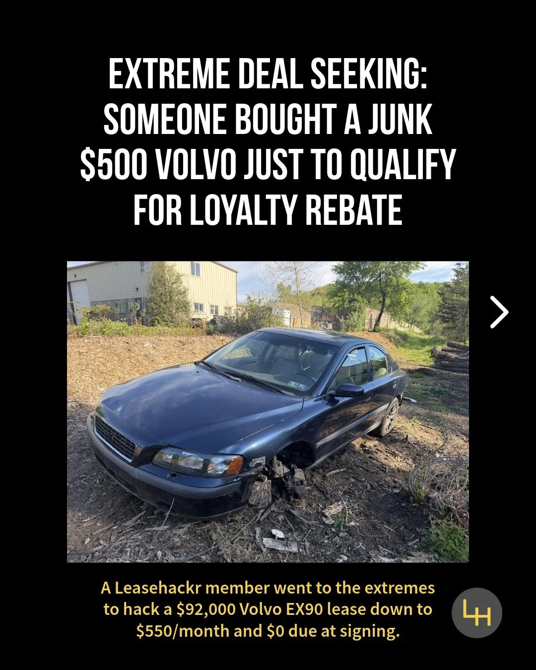 The Leasehackr community goes the extra mile for a great lease deal, but every once in a while, someone takes it to another level.

A member recently shared how he leased a $92,675 Volvo EX90 for just $550/month with $0 due at signing plus MSD &mdash