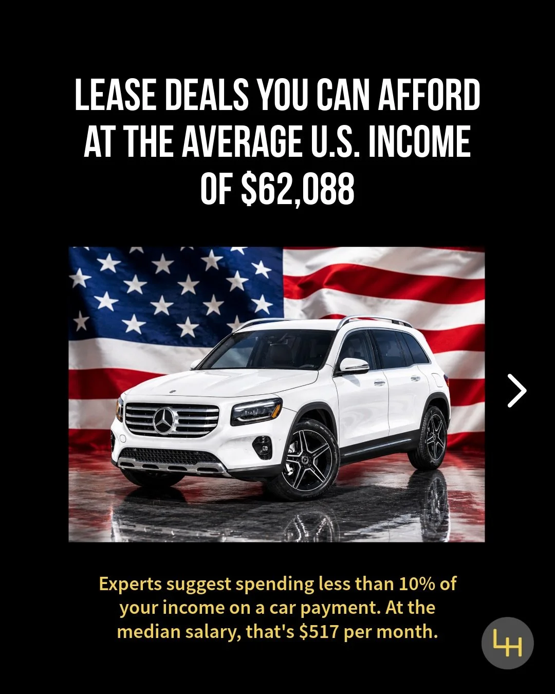 The median individual income in the U.S. is $62,088 (2025, U.S. BLS).

While it varies by situation, personal finance experts generally recommend spending no more than 10% of your gross income on a car. At the median salary, that works out to about $