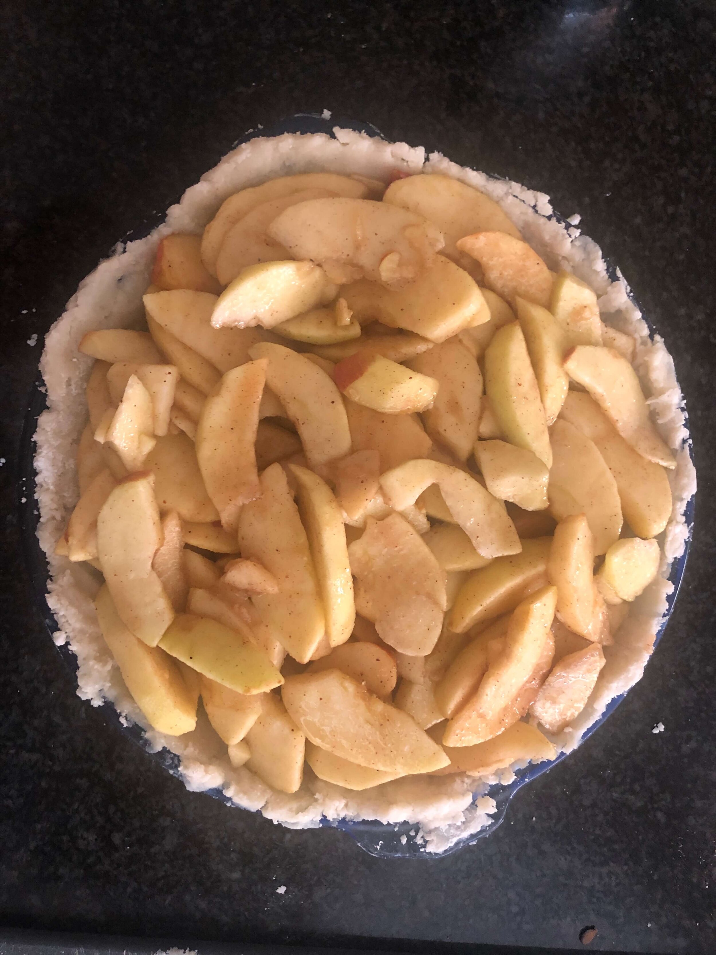 apples with filling in the crust - ready for the top!