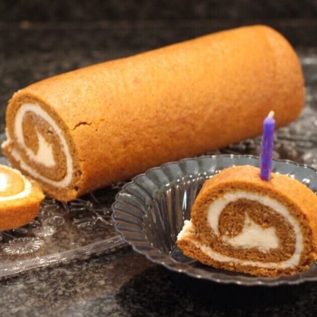 gluten free pumpkin swirl cake roll birthday cake