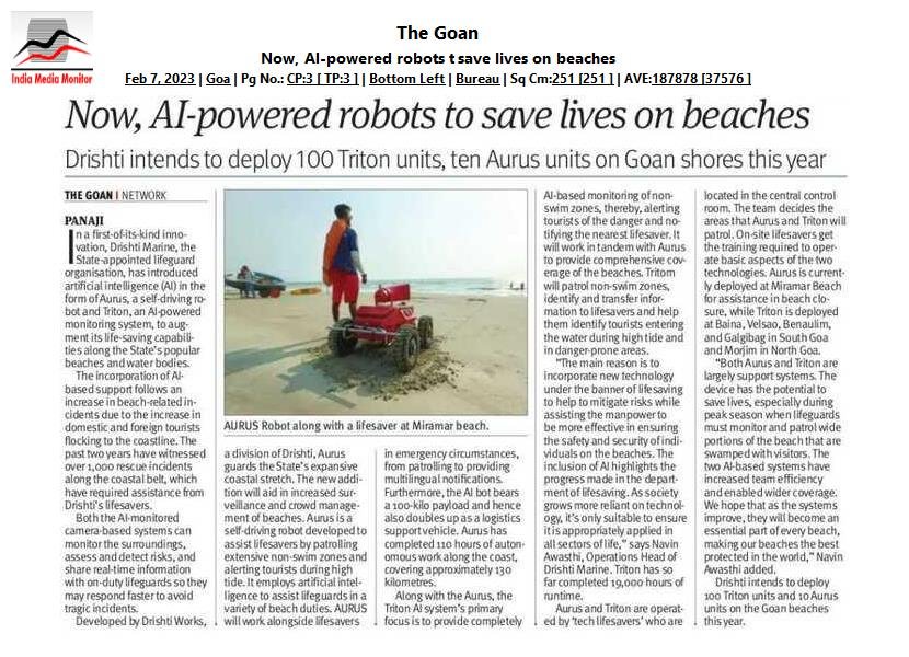 Now, AI-powered robots to save lives on beaches.The Goan.jpg