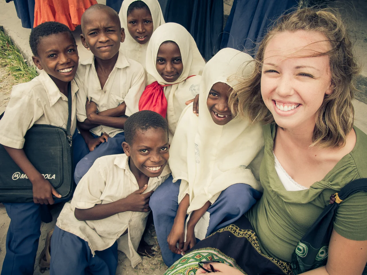 Laura and school kids