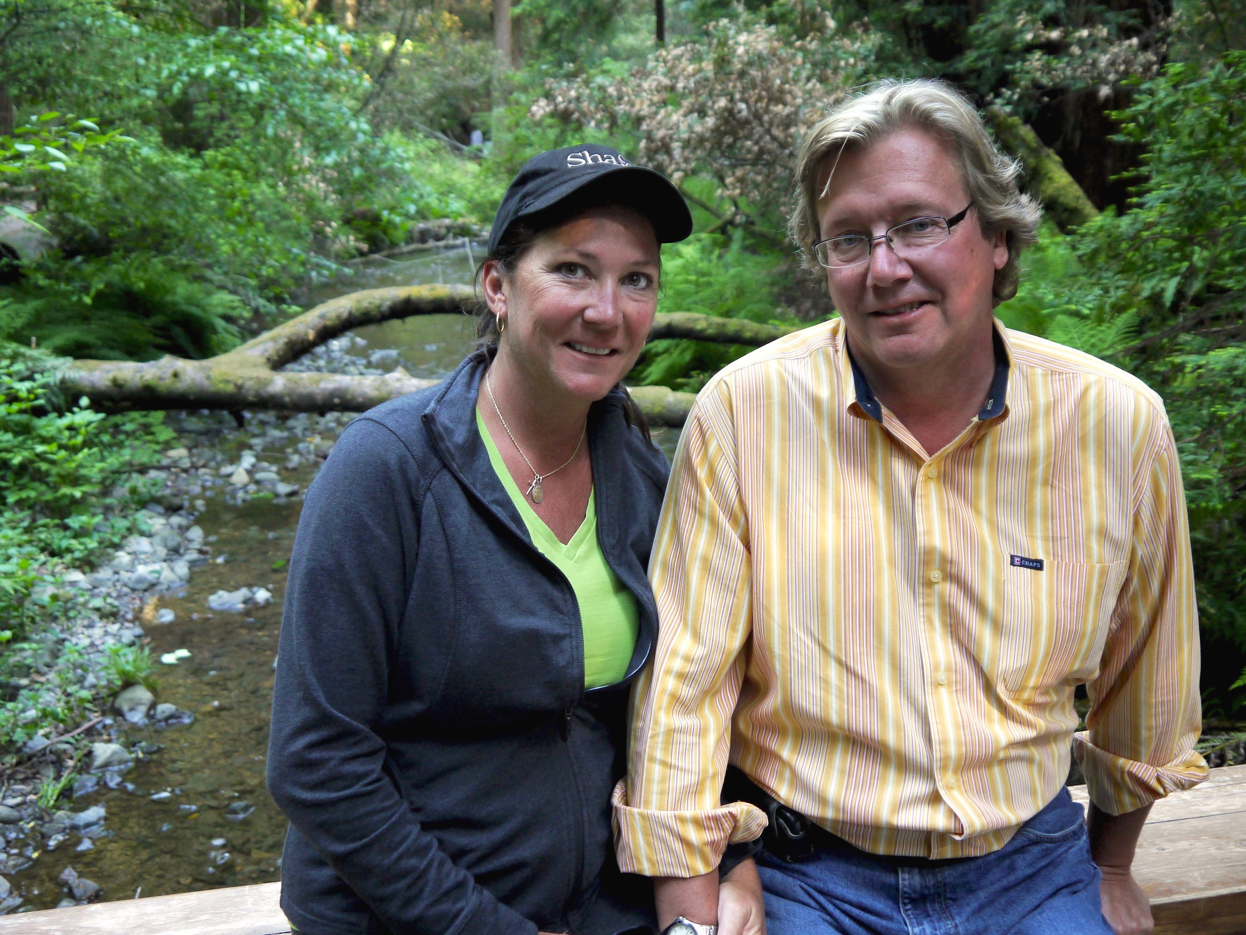 Lisa and Brian Kovach relax in the placid grandeur of Muir Woods.