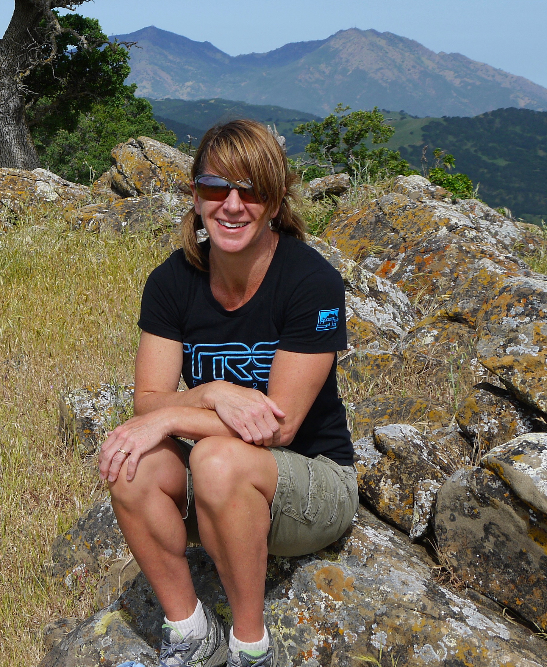 Kathy Schwartz savors a spring morning on the Round Valley summit.