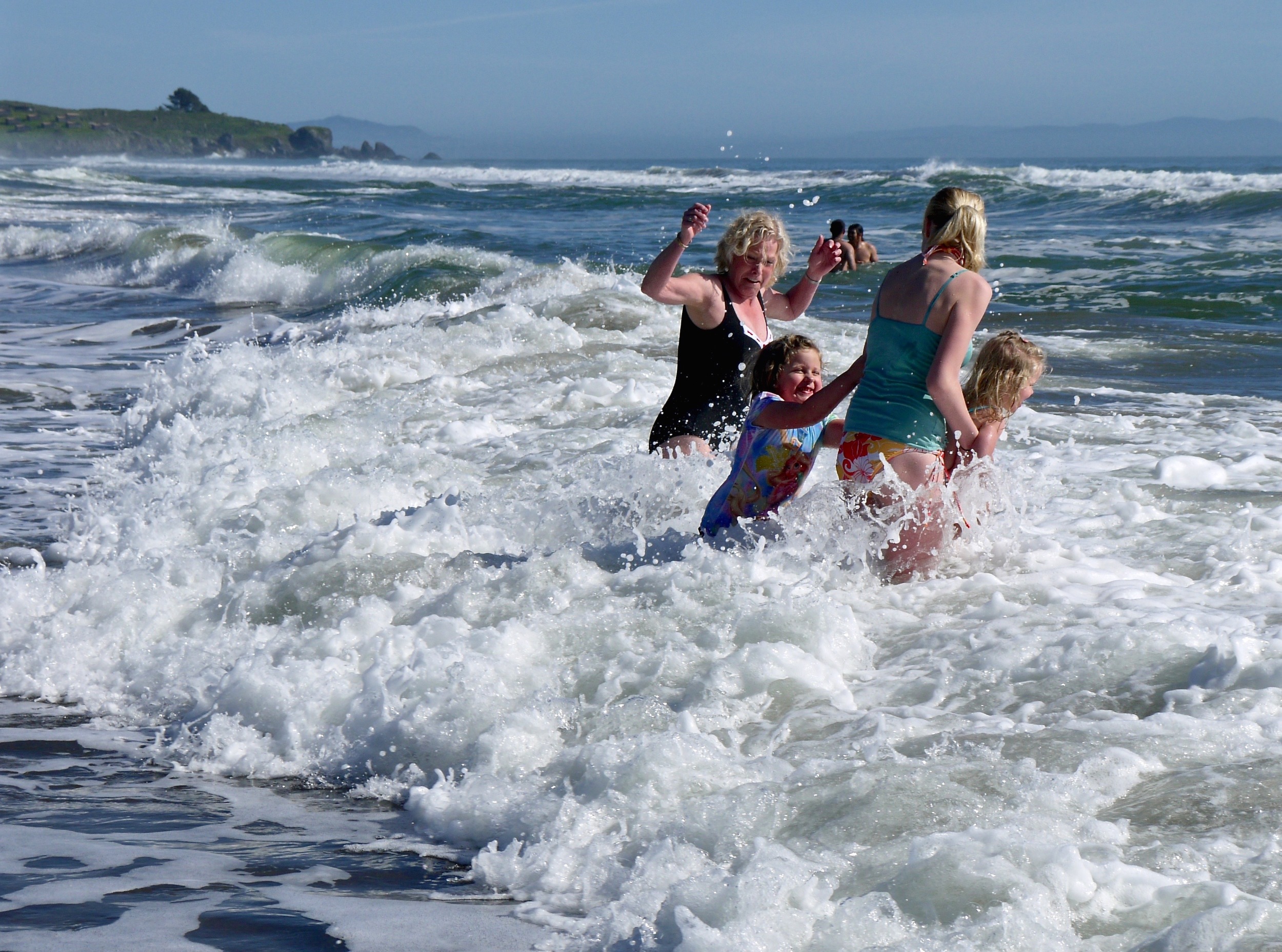 A family takes the plunge at Stinson Beach