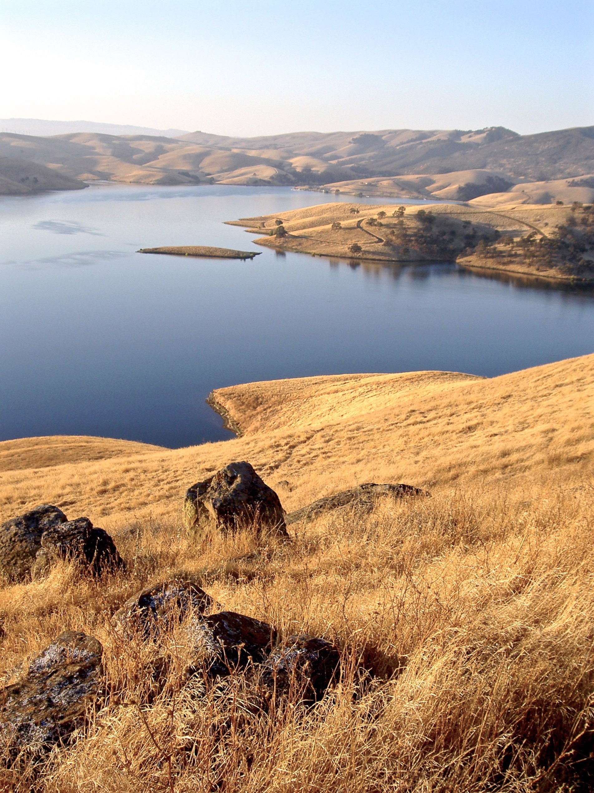 Los Vaqueros Reservoir at sunrise viewed from Los Vaqueros Trail.