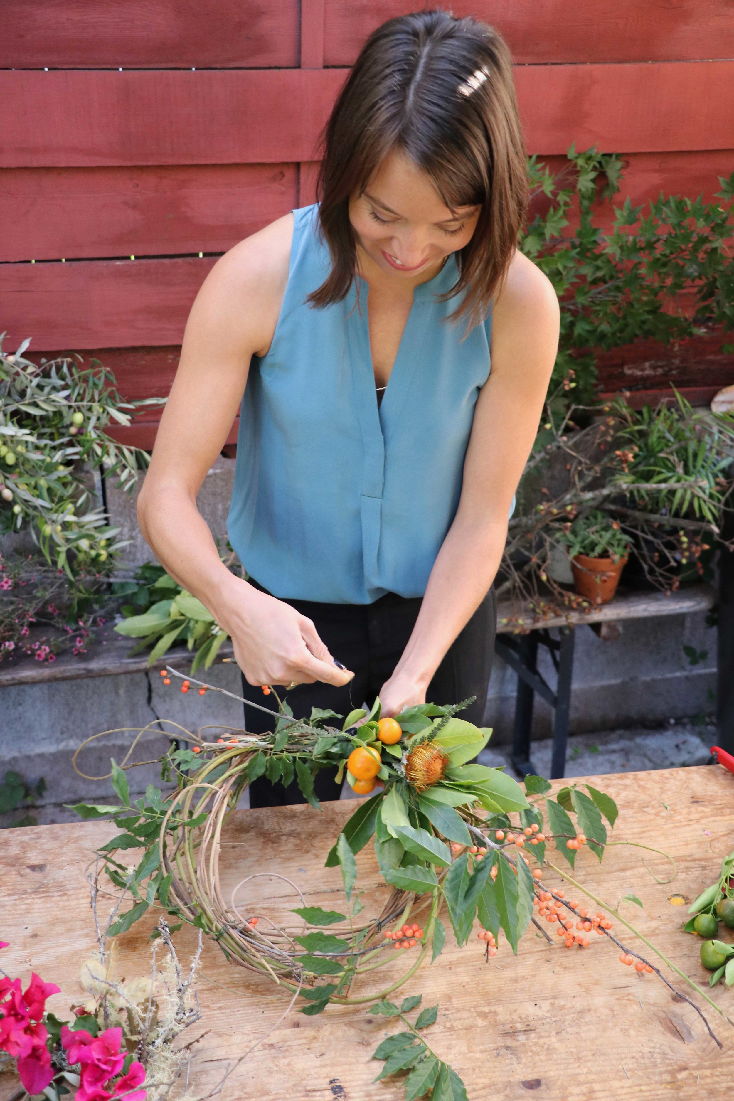 Here I am making the beginning of a fall wreath