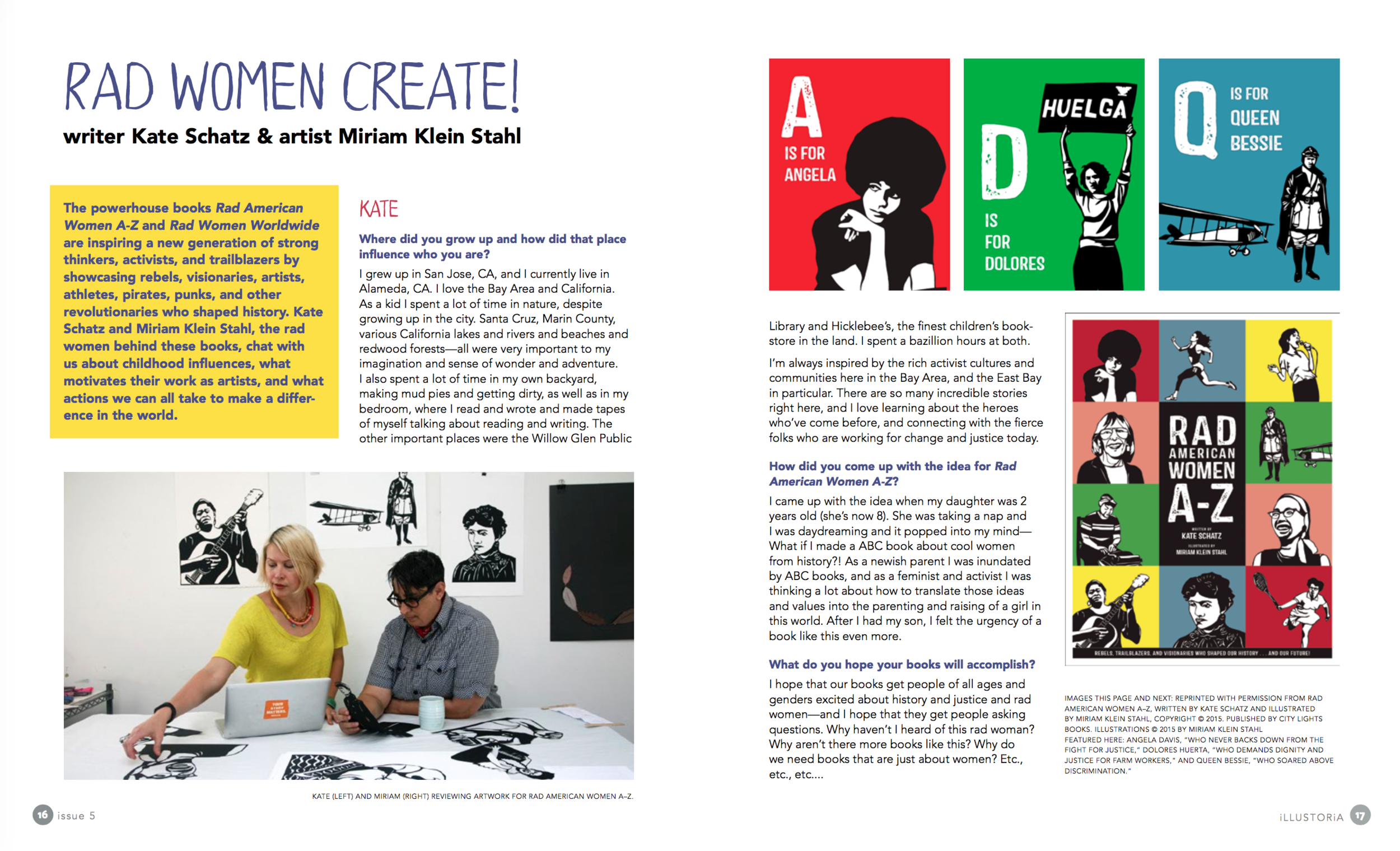 A spread from our interview with rad women Kate Schatz and Miriam Klein Stahl of Rad Women Worldwide and Rad American Women A-Z