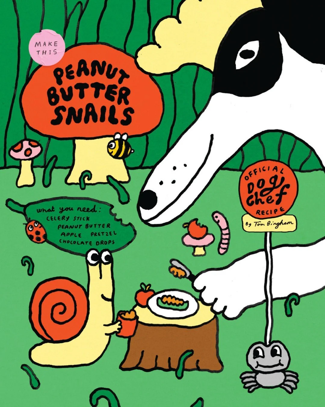 FUN RECIPE ALERT 🧑🏽&zwj;🍳 Looking for a deliciously fun after-school (or after-work) snack? ⁠
⁠
Make a 🥜 PEANUT BUTTER SNAIL 🐌 with the wonderful Dog Chef, dreamed up by @tomdrawsdogs! Does your snail need a buddy? Make a peanut butter butterfly