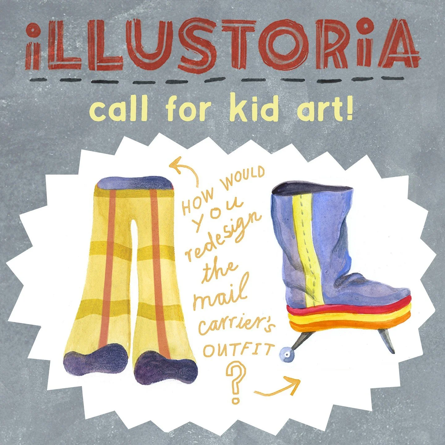 Call for Kid Art! This is an opportunity for a talented young artist to have their work published in the next print issue of the magazine.⁠
⁠
Your task: Redesign the uniform for a postal delivery person. Is it high-tech? Does it have gidgets and gizm