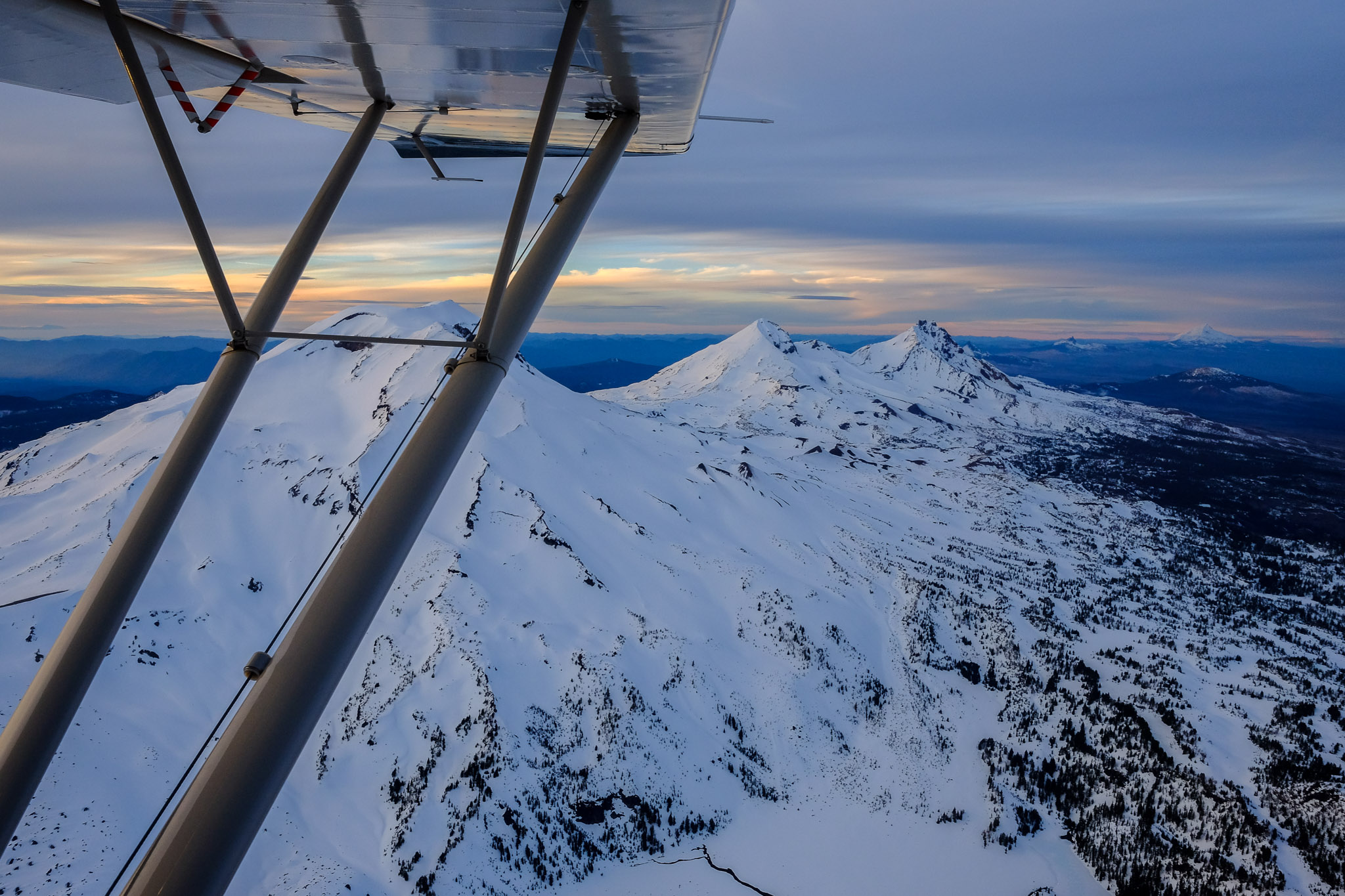 A color view under the wing of The Three Sisters, looking north.
