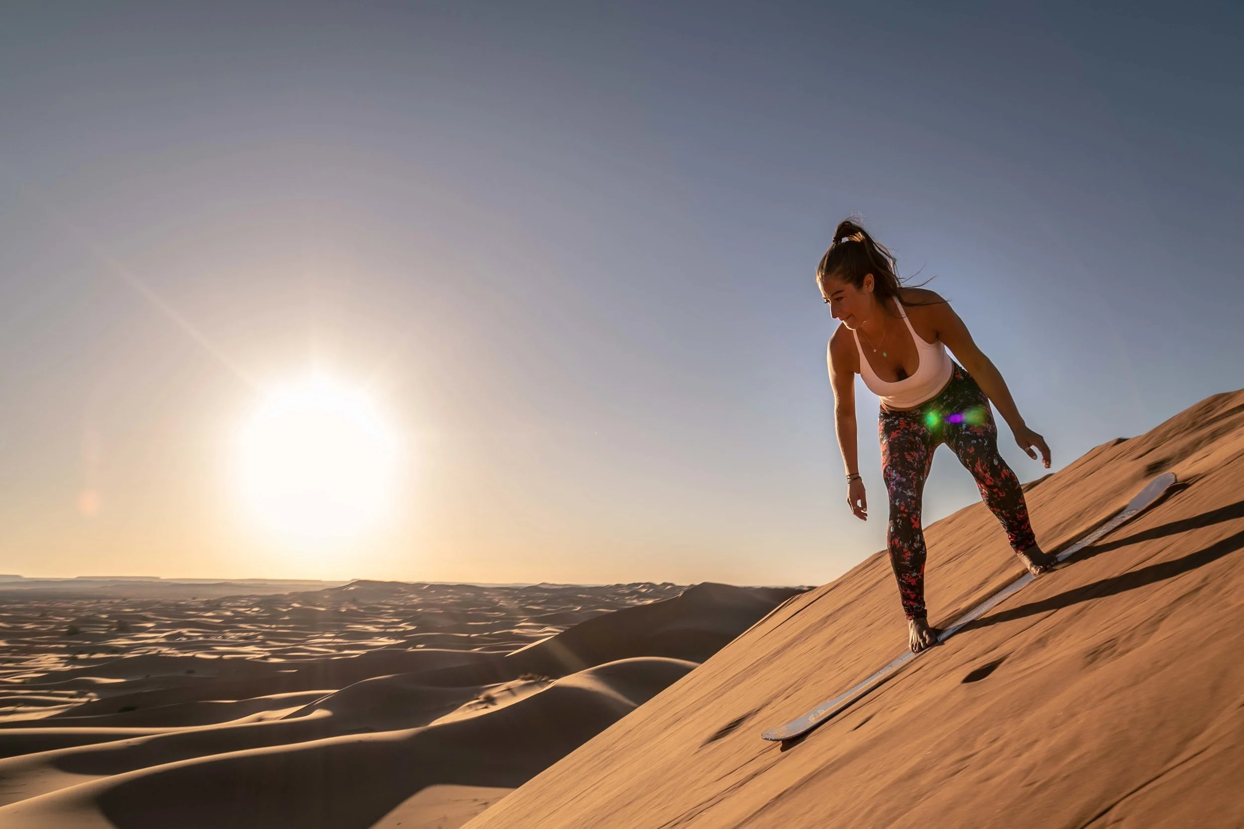 Sand boarding the Sahara desert