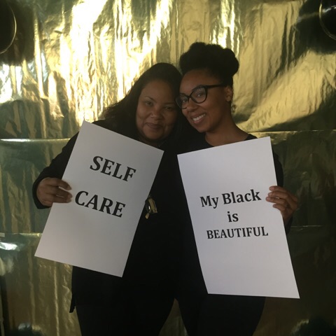Me and my wellness mama (owner of Needful Things Natural Home and Body Care) at the "Selfie Care" station