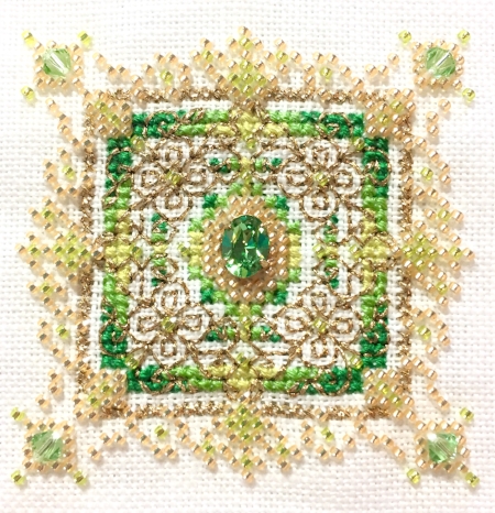 August Peridot Cross Stitch Kit for Beginners Birthstone Collection