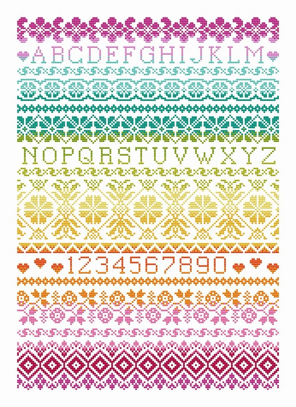 Rainbow Band Sampler — Shannon Christine Designs Cross Stitch Patterns