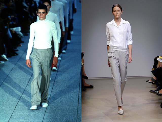 Raf Simon "Teenage Summercamp" Spring 99 (left); Jil Sander Spring 2009 (right) 
