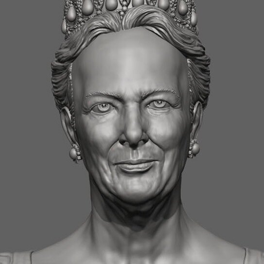 Happy 80th Birthday to HM Margrethe II, The Queen of Denmark. This sculpt is my version of Her Majesty The Queen. - The original project sadly didn&rsquo;t go anywhere, but she eventually found a loving home.  #happybirthday #portrait #zbrush #sculpt