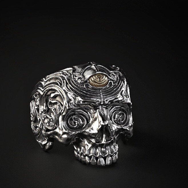 Bespoke - A&forall; All Seeing Skull ring - Gold and Silver. #jewellery #silver #gold #ring #zbrush #render #closebutnocigar @zbrushatpixologic @keyshot3d @wacom