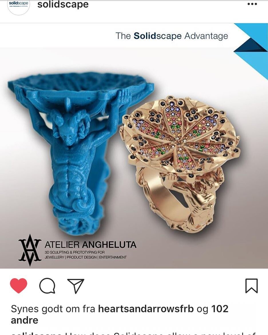 Excited to see @solidscape sharing my recent entry to their 3D print competition- always a joy to be part of. #3d #jewellery #jewelry #sculpting #competition #render @wacom @zbrushatpixologic @keyshot3d