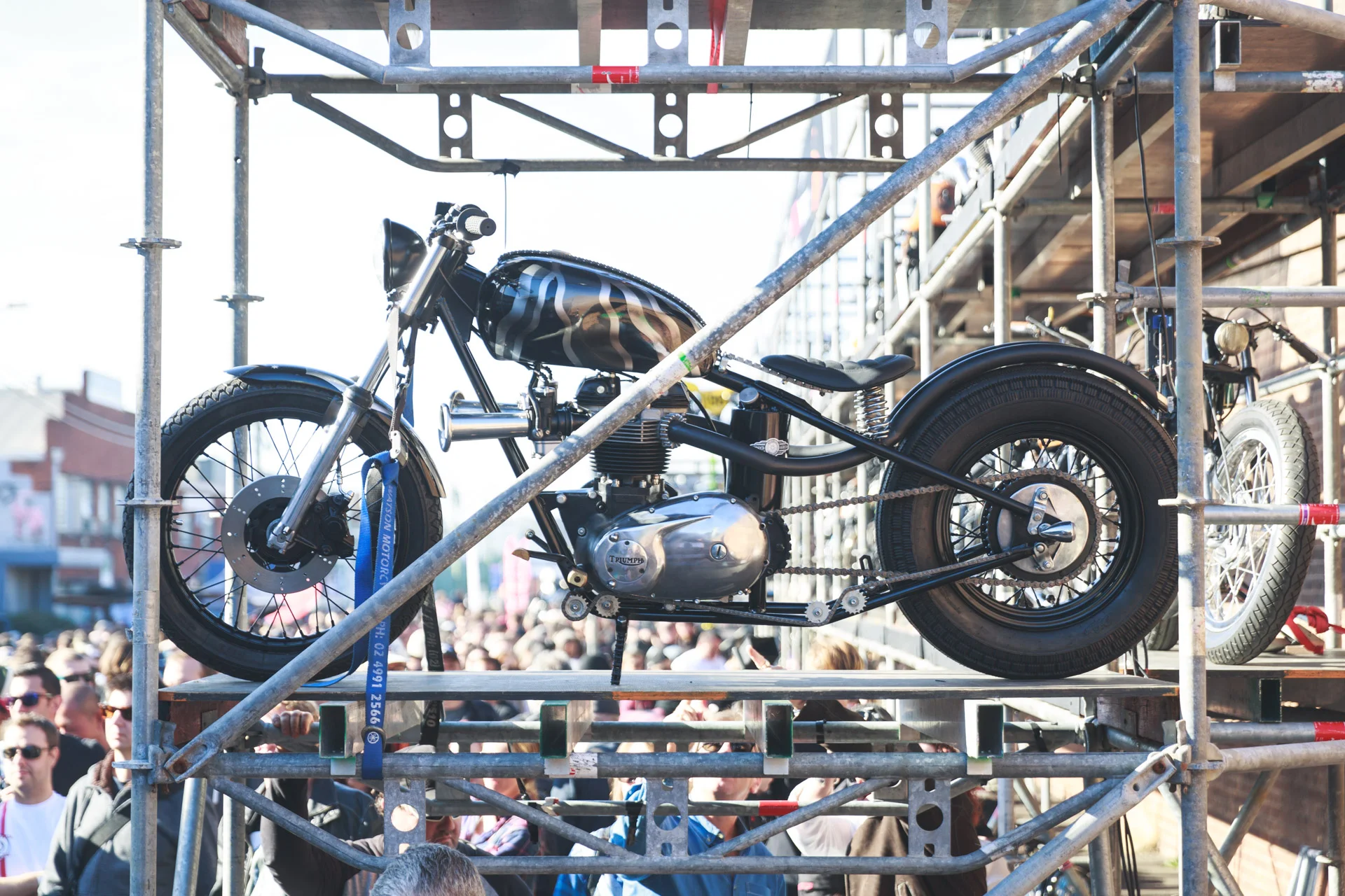Throttle Roll 2016. Custom motorcycle street party in Sydney, Australia (Triumph bobber build by @moonknine)