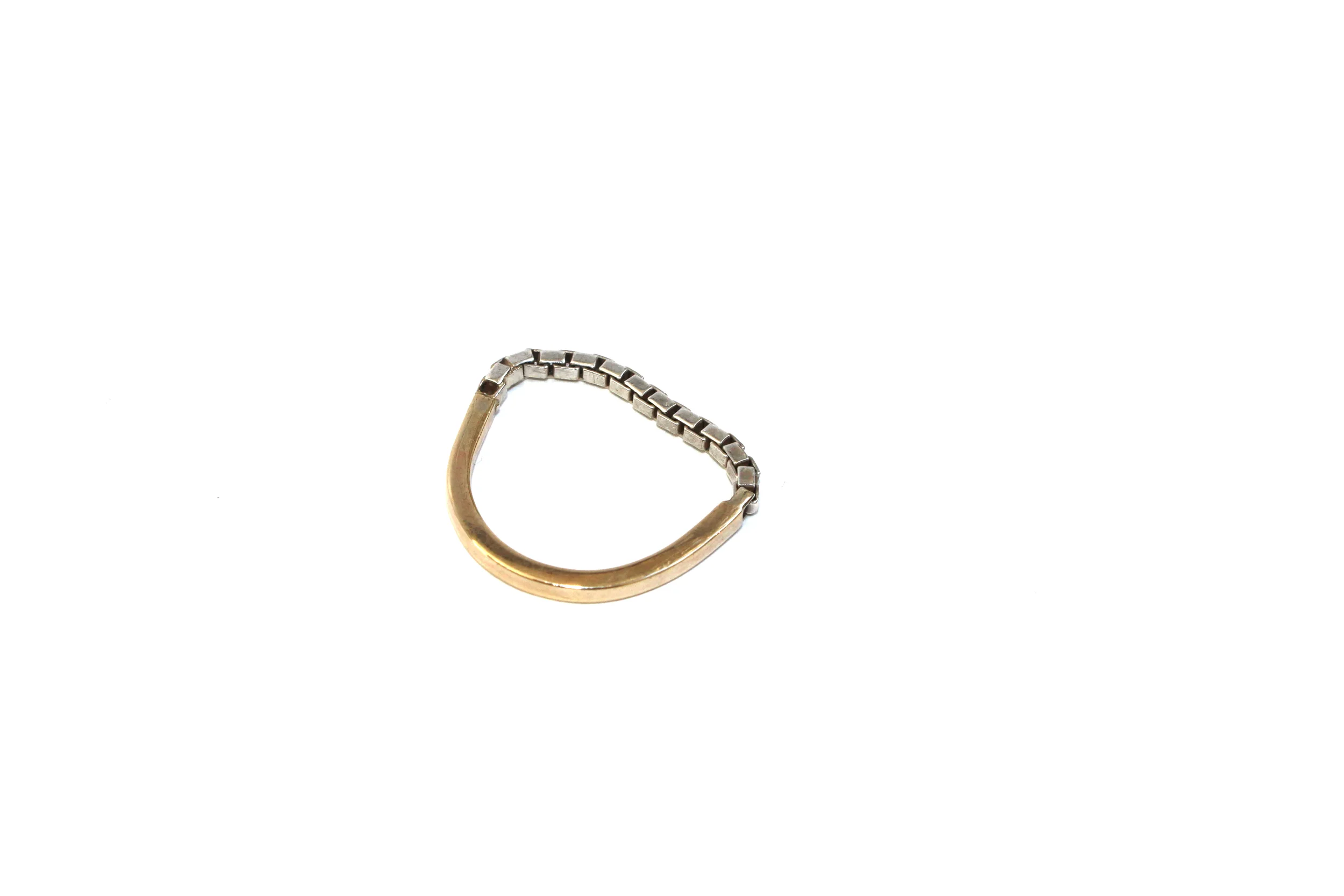 CHAIN R RING 9ct YELLOW GOLD & SILVER 925