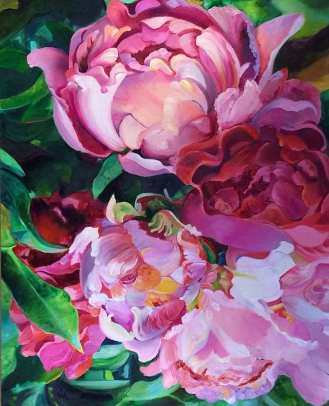 Pink Petals in Paris, oil on canvas, 60 x 48"