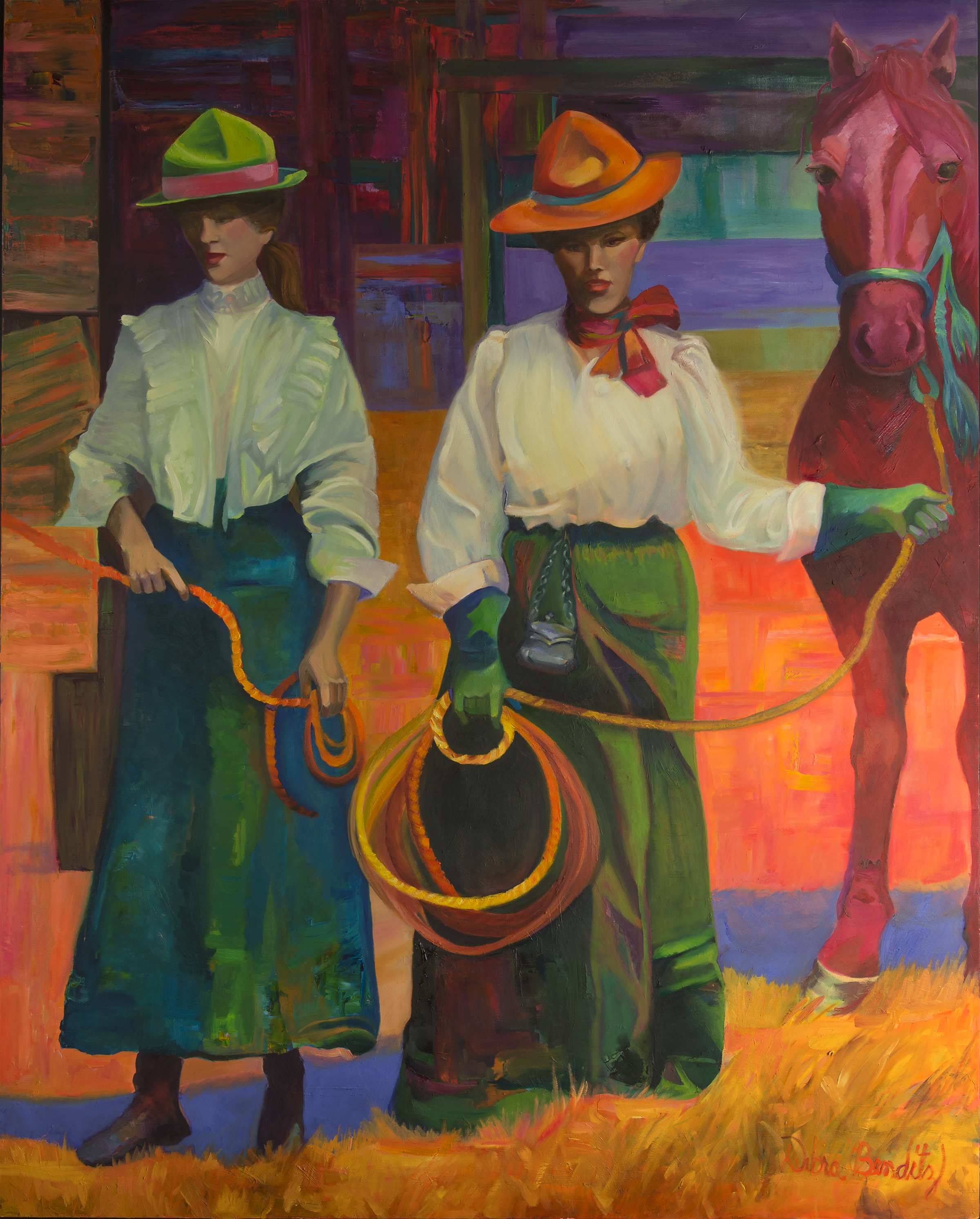 My Horse is Faster Than Yours, oil on canvas, 60 x 48"