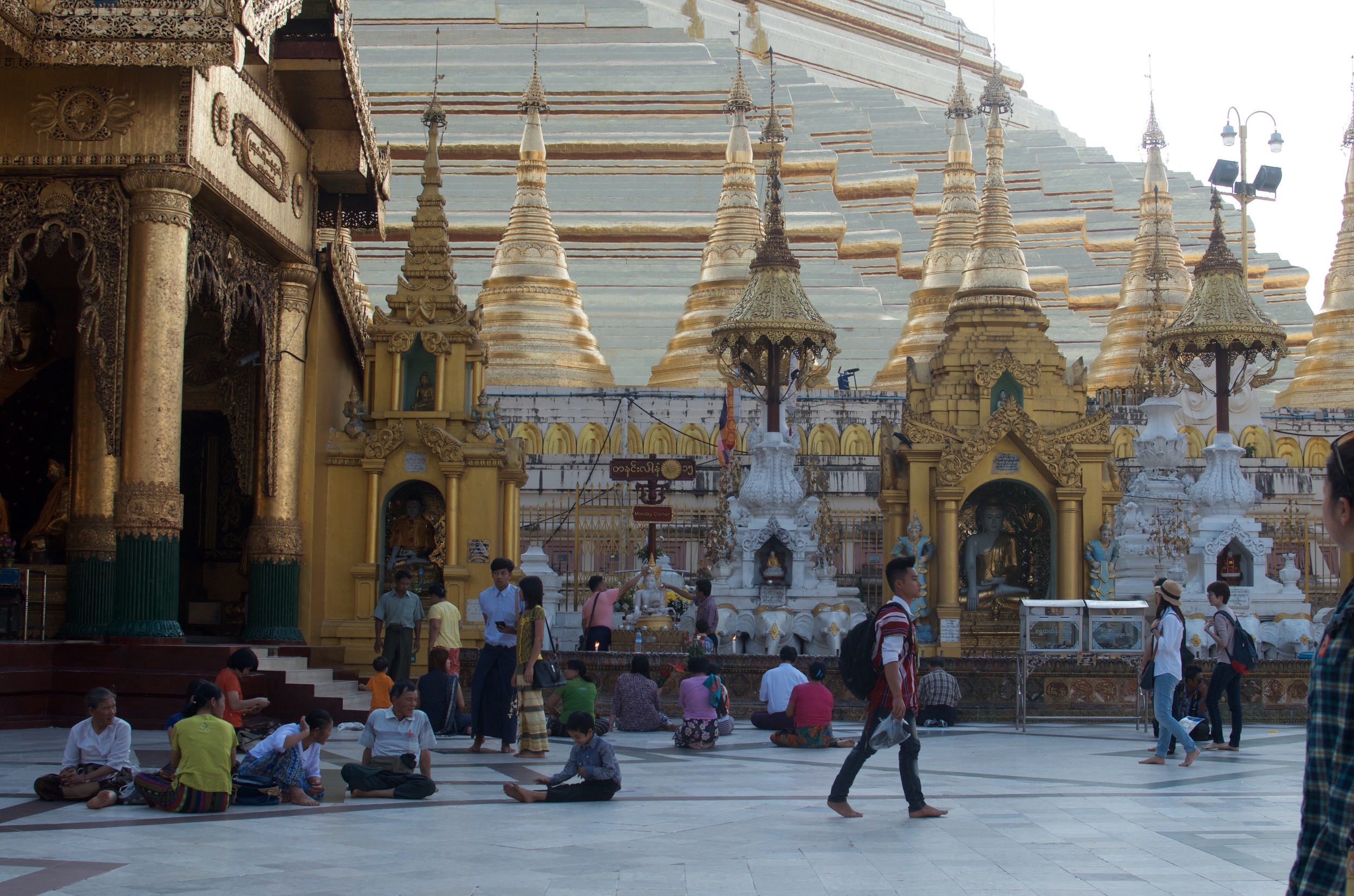 Burmese people are very superstitious by nature, and a lot of emphasis is placed on the day you were born defining the character you possess. Around the main stupa is a sequence of "planetary posts", each one representing a different day of the week. Jess was born on a Monday and Neil was born on a Tuesday.