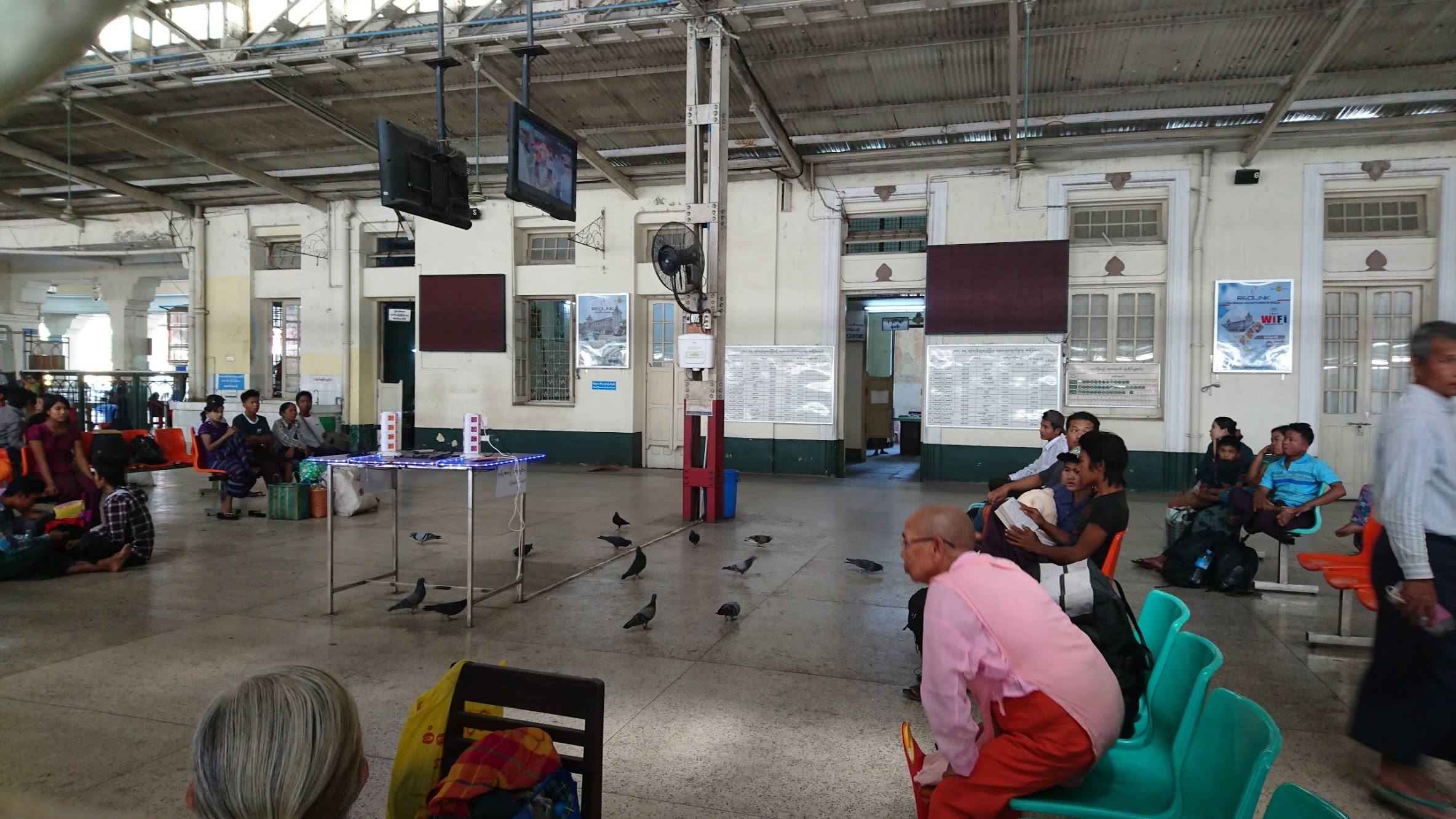 The waiting room that was behind locked gates. The porter led us onto the empty platform whilst everyone else was left standing and staring. We wanted to wait with the locals but that wasn't allowed. Bit awkward.