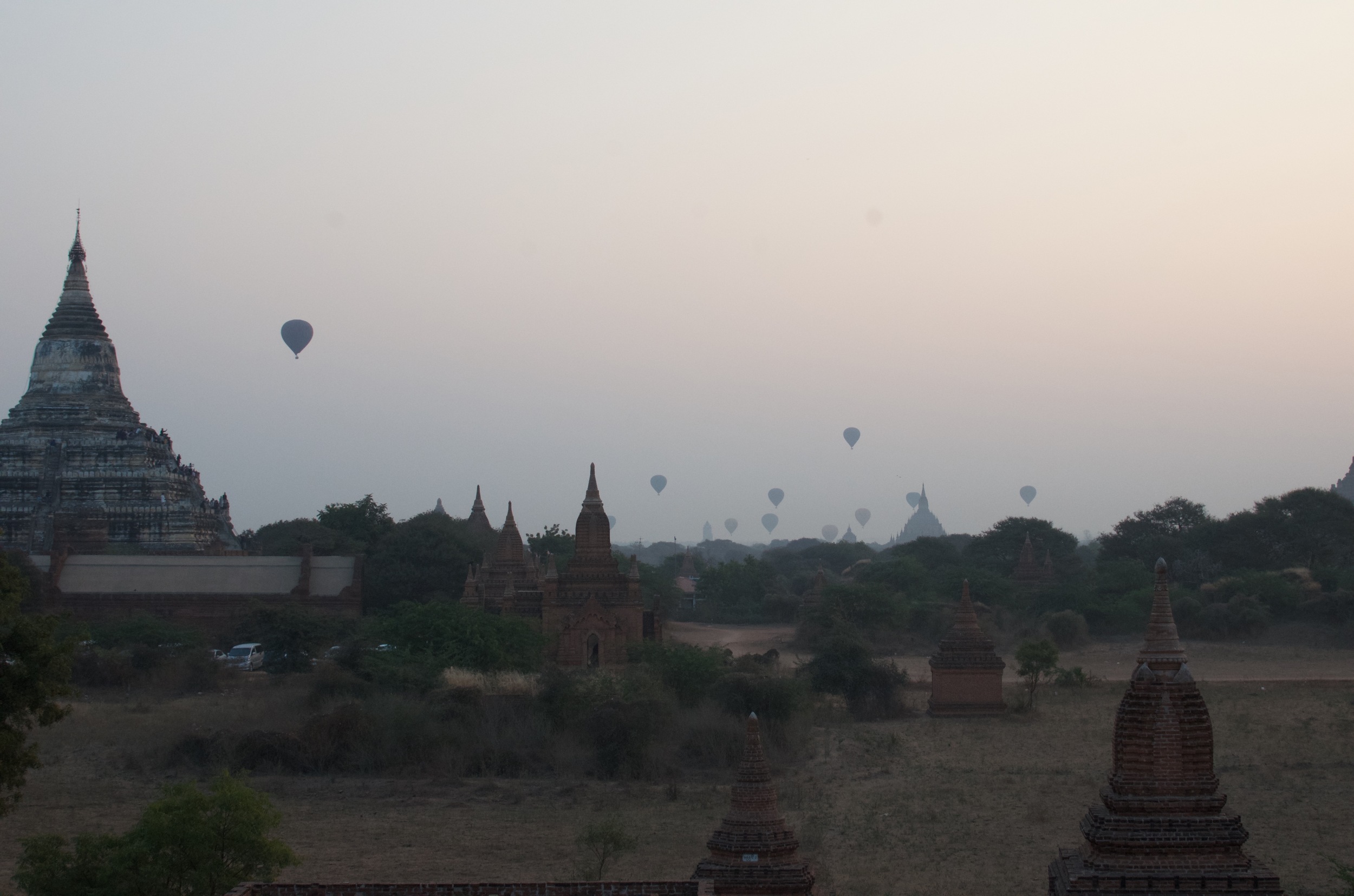 You can pay to ride a balloon over Bagan at sunset. Whilst you can't beat the view, you might not fully enjoy it due to the vomit in your mouth after paying $400 per person for the privilege.