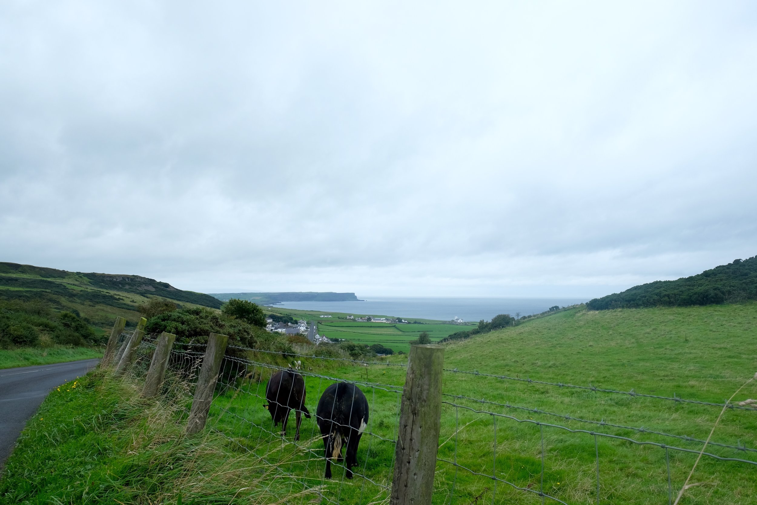 Ballintoy Harbour below.