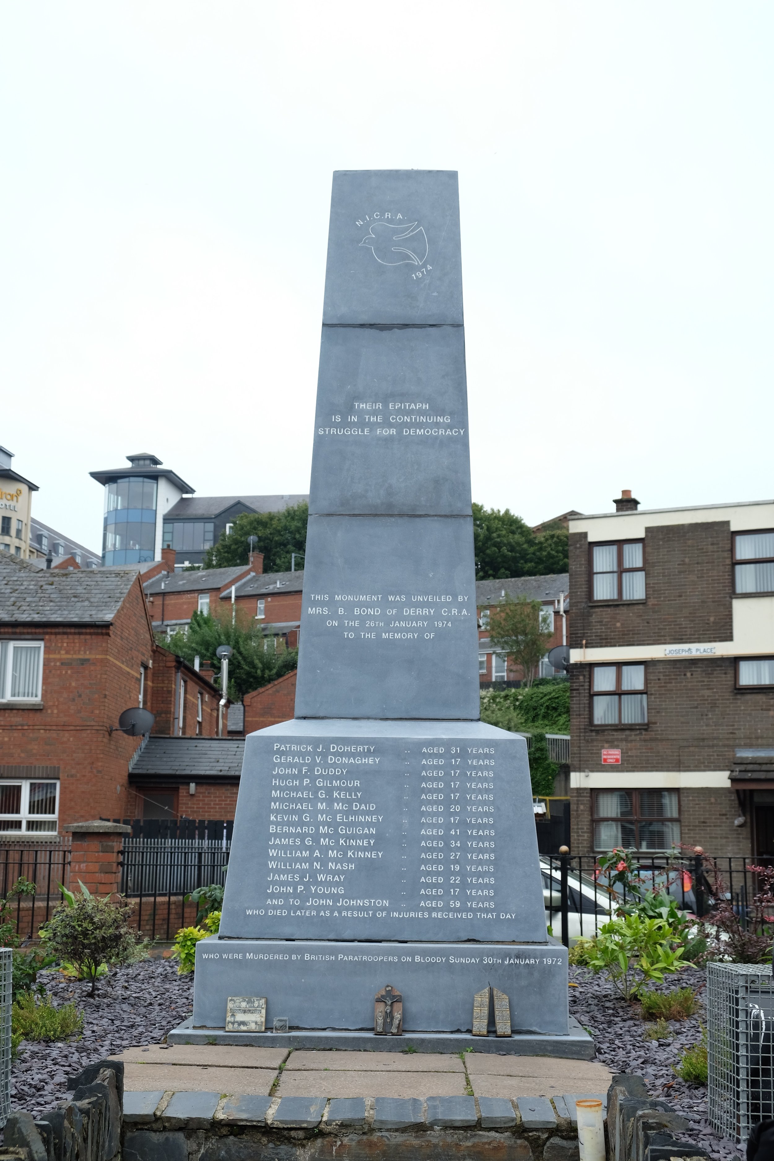 Memorial to the deceased as a result of Bloody Sunday.