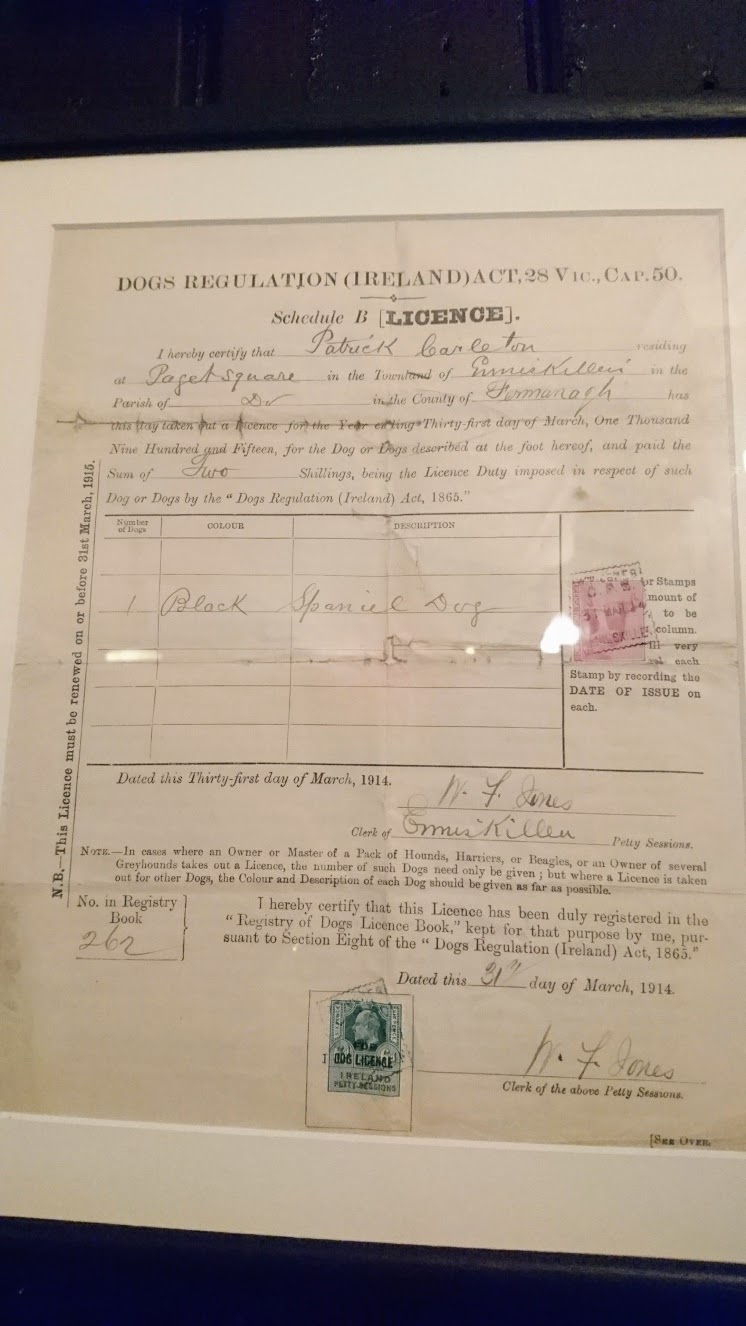 A dog license for the pub from 1915!