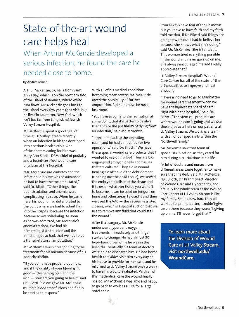 Northwell's Magazine Wound Care — Long Island Foot & Ankle Group PC