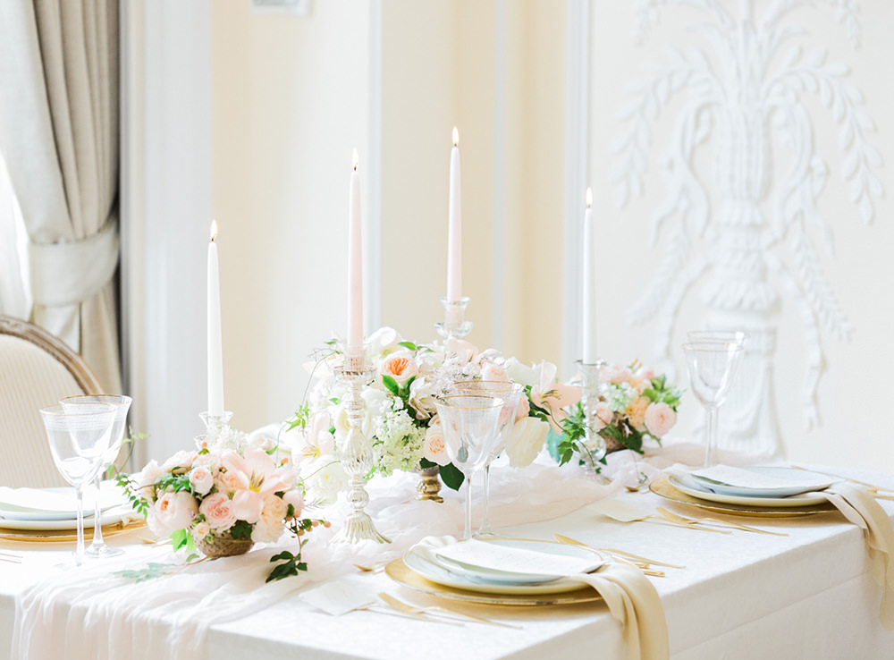 elegant wedding tablescape at palacio estoril
