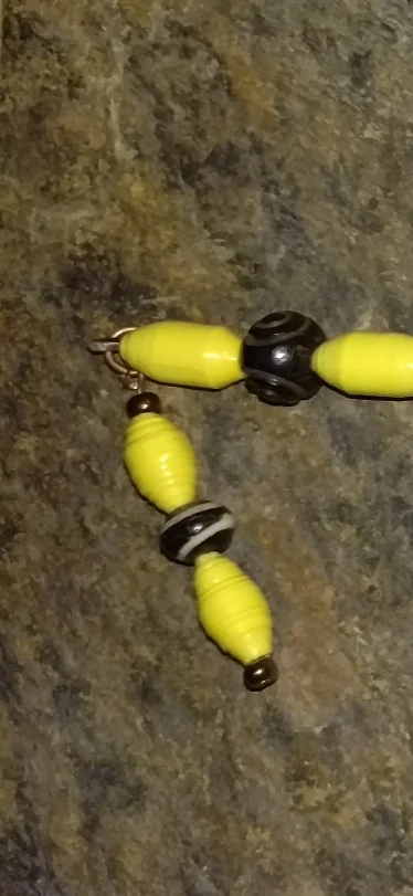 Paper and bone bead dangle