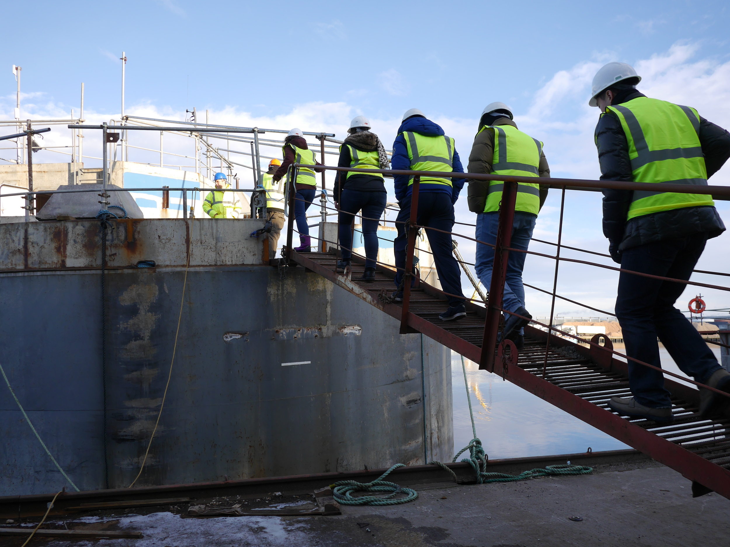 Visiting a feed barge