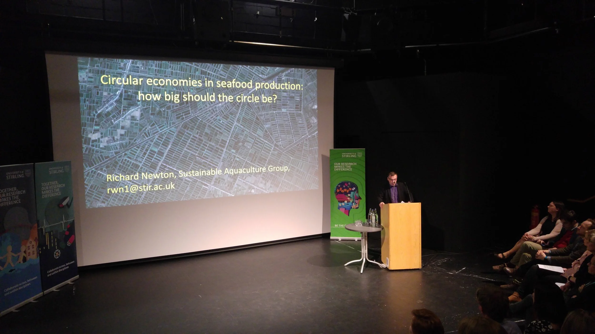 Richard Newton presenting on circular economies in seafood production