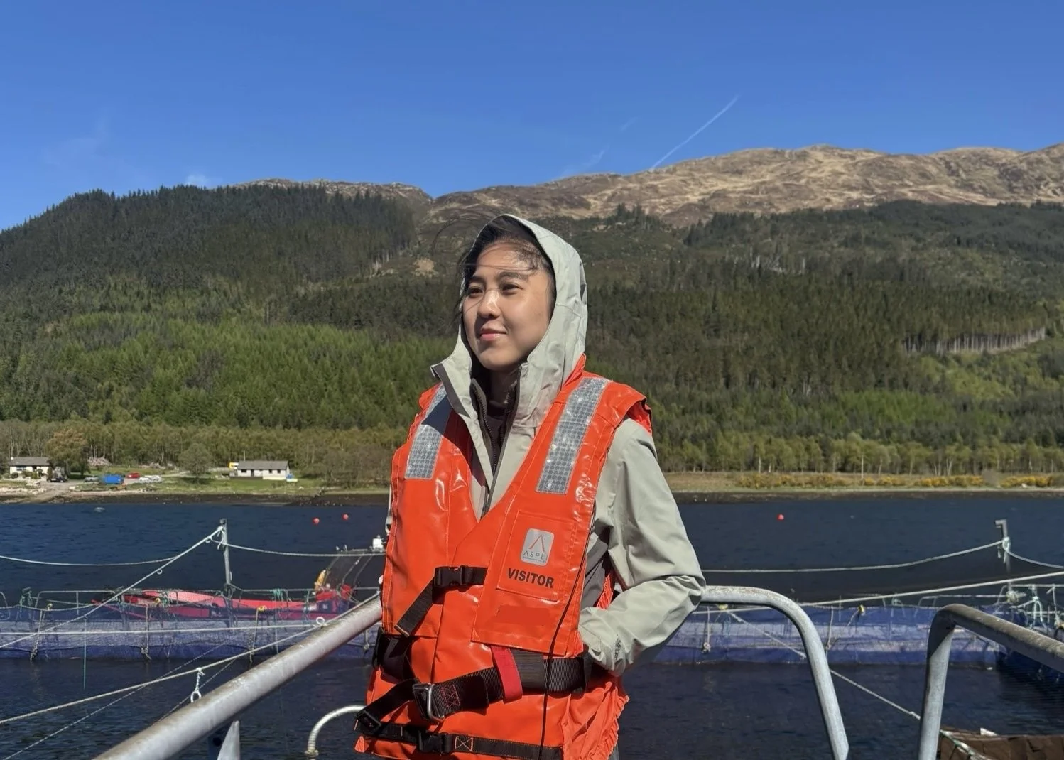 Thanh Le visiting a fish farm in Scotland