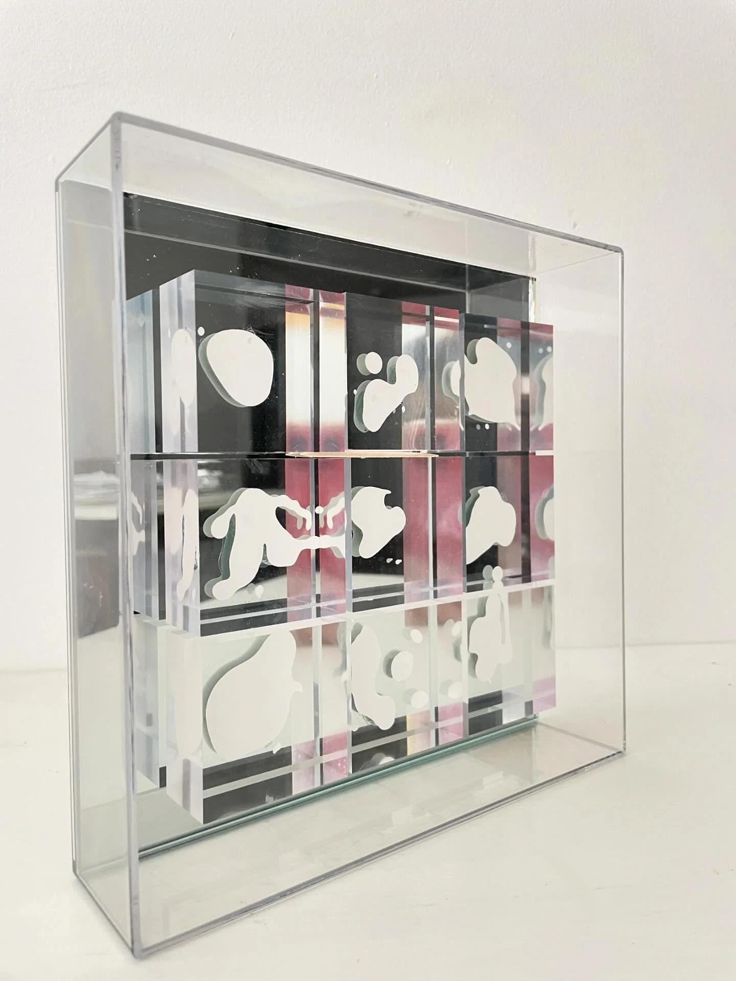 Available - &ldquo;I Project What I Reflect #6&rdquo;, acrylic on acrylic blocks on mirror, 8&rdquo; x 8&rdquo;. 

Here&rsquo;s one from the Projections series. Thank you! ($85).