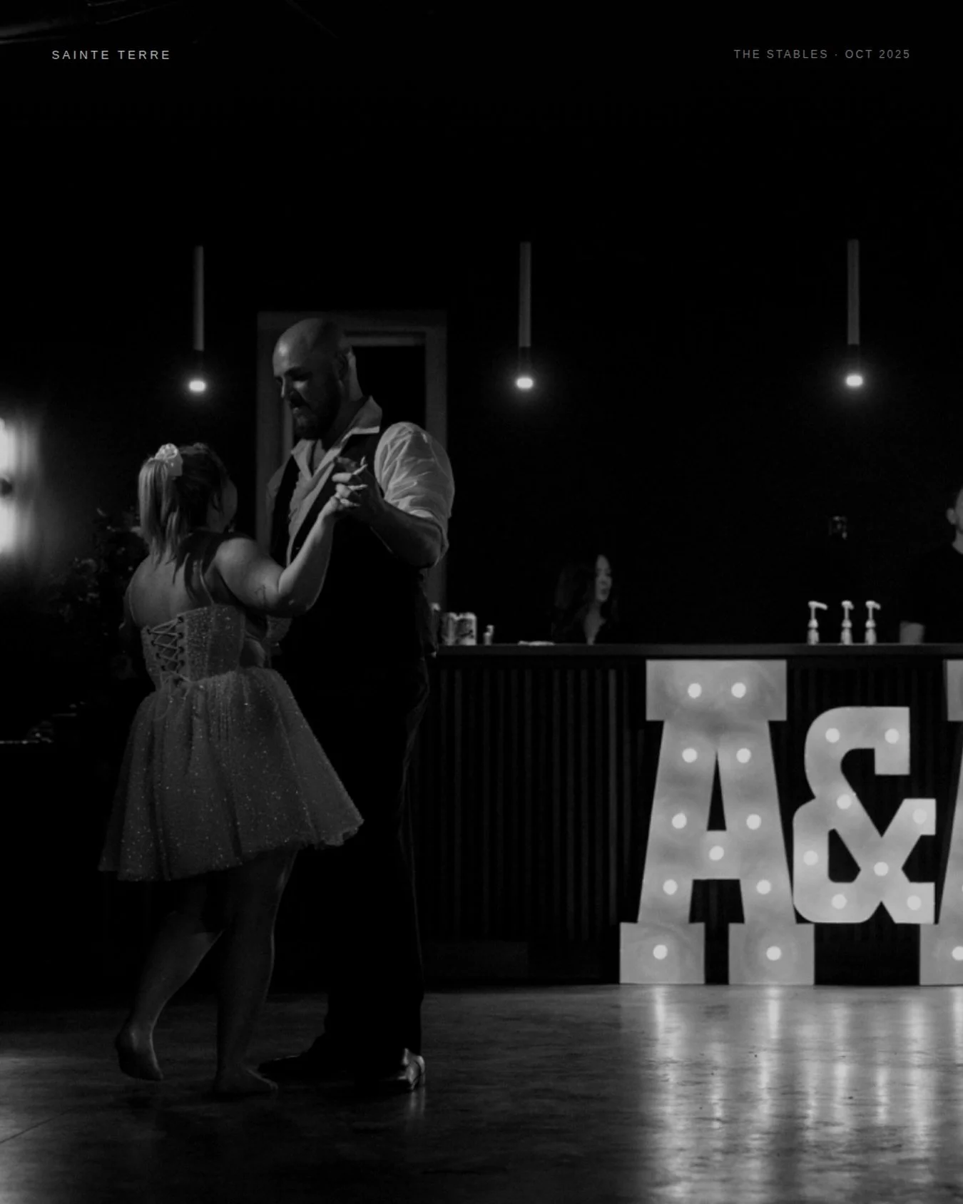 The last dance.
At the end of the night, just before the send-off, Alex and Andrew had one more song planned. Just the two of them. No guests, no crowd &mdash; just the room, the lights, and the first quiet moment they&rsquo;d had all day.

We love w