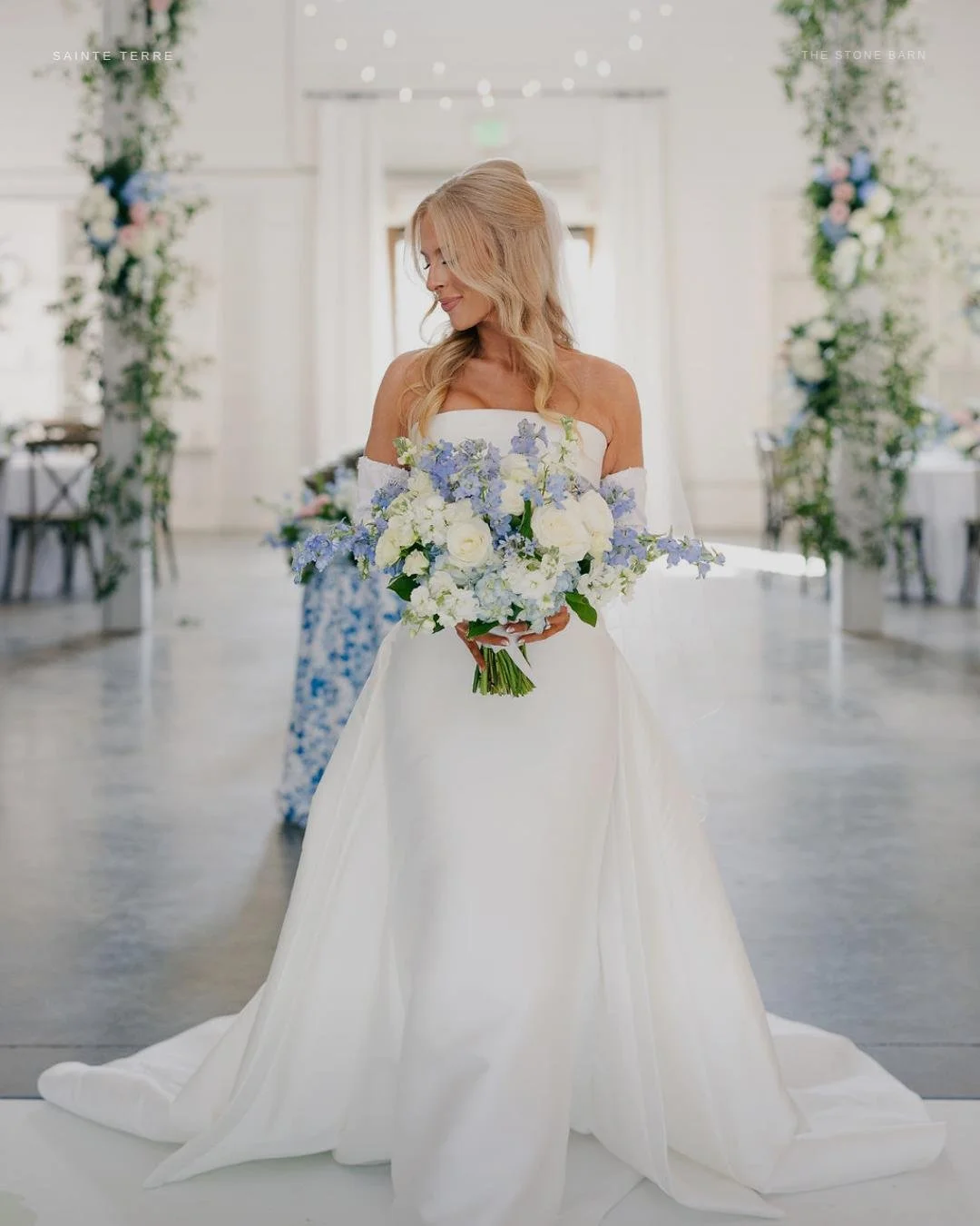 Something blue.
 
Caroline came from Arkansas. Elliotte came from south Louisiana. They met in the middle &mdash; right here, at The Stone Barn.
 
Blue hydrangeas lined every aisle. Her bridesmaids wore shades of blue and sage. And when the ceremony 
