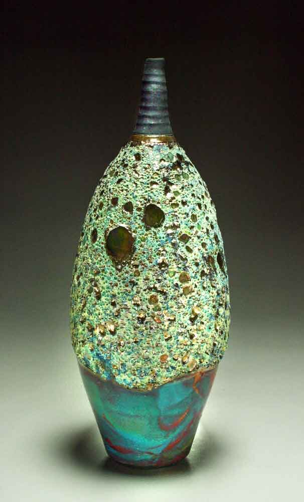 Raku Space Bottle