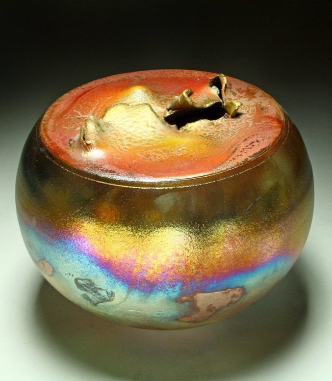 Raku Golden Flat Top Bowl